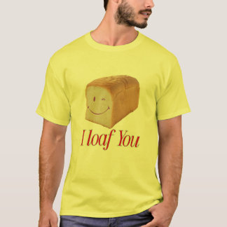 Camiseta Design de Pão Engraçado - Folha "I Loaf You"