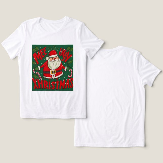 Camiseta Design de Papai noel Feio e Engraçado (Design Frente e Verso)