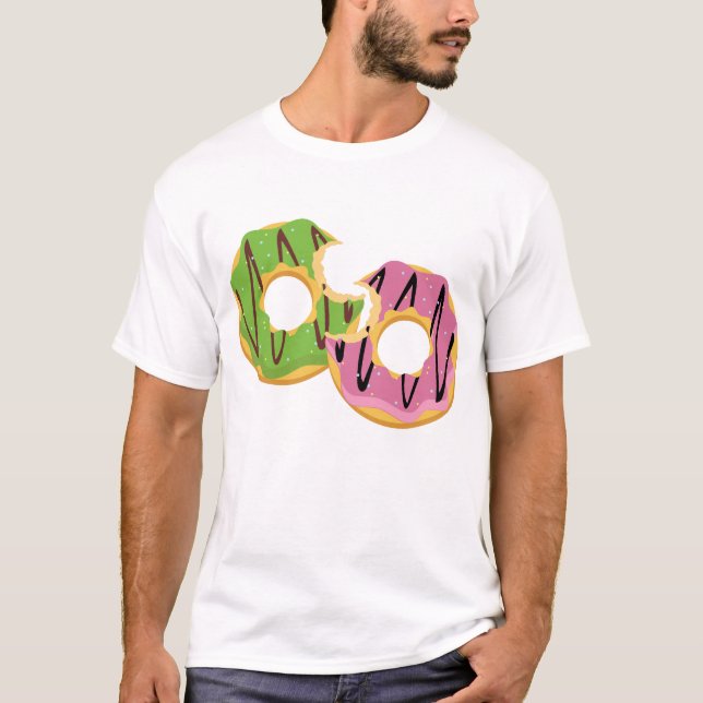 Camiseta Design de Par de Donuts Mordidos (Frente)