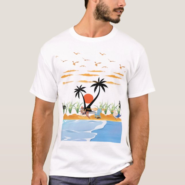 Camiseta Design de Paraíso de Verão Relaxante (Frente)