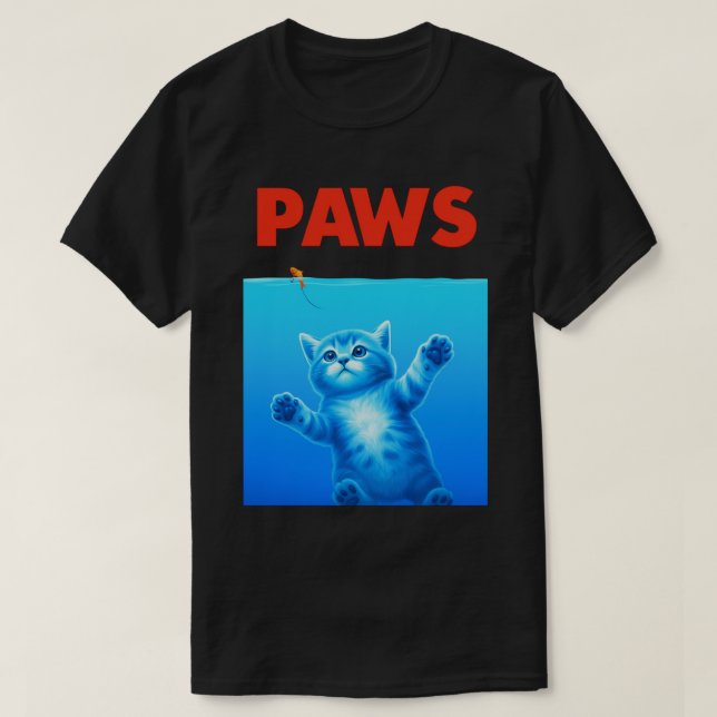 Camiseta Design de paródia engraçada de gato “PAWS” – Piada (Frente do Design)