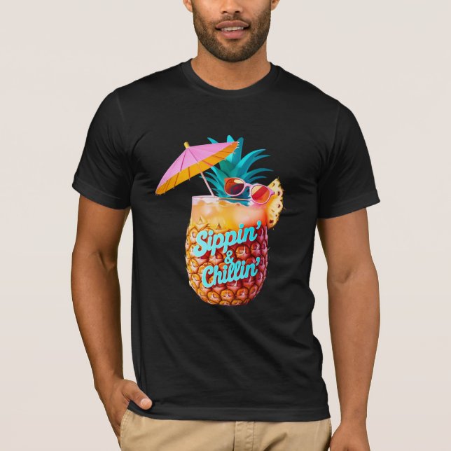 Camiseta Design de Partido Tropical de Sippin e Chillin (Frente)