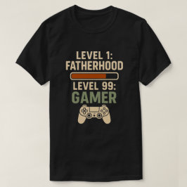 Camiseta Design de Paternidade Nível 1, Gamer Nível 99