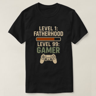 Camiseta Design de Paternidade Nível 1, Gamer Nível 99