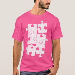 Camiseta Design de Peça de Quebra-Cabeça Fofo para Homens e