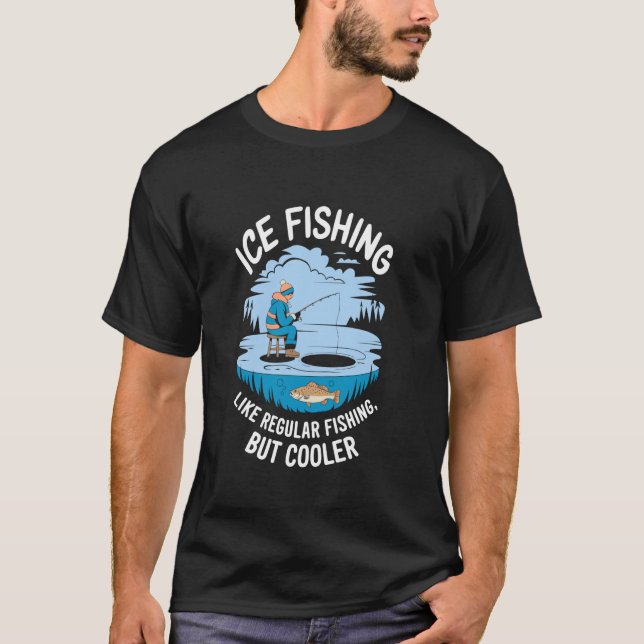 Camiseta Design de peixe de buraco de gelo de pesca no gelo (Frente)