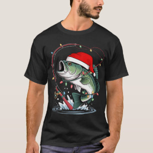 Camiseta Design de Peixe de Robalo de Natal Pai Engraçado H