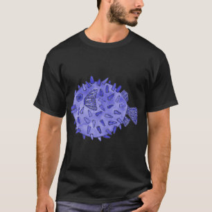 Camiseta Design de Peixe-Porca Azul-Marinho em Aquarela