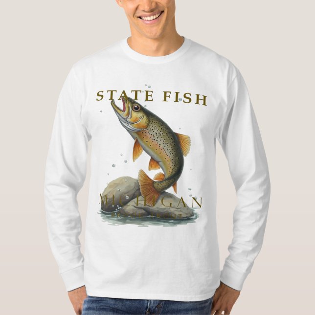 Camiseta Design de Peixe Truta Brook MI (Frente)