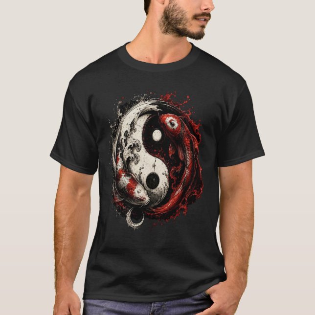 Camiseta Design de Peixe Yin Yang em Equilíbrio (Frente)
