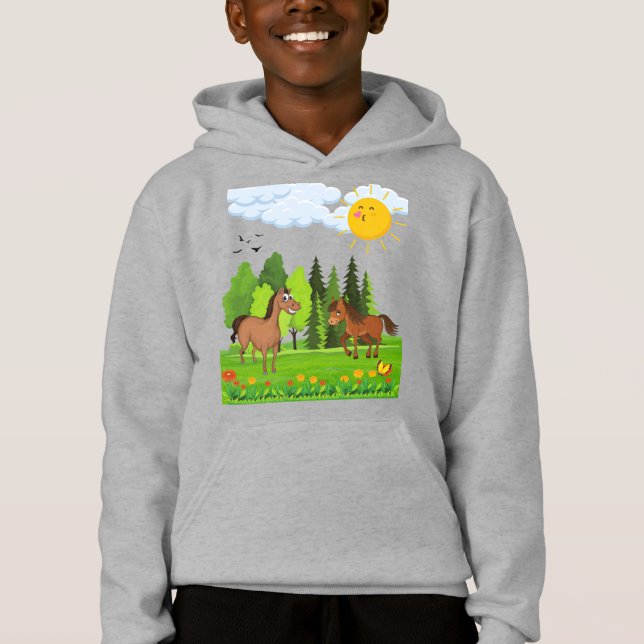 Camiseta Design de pequenos cavalos para crianças (Frente)