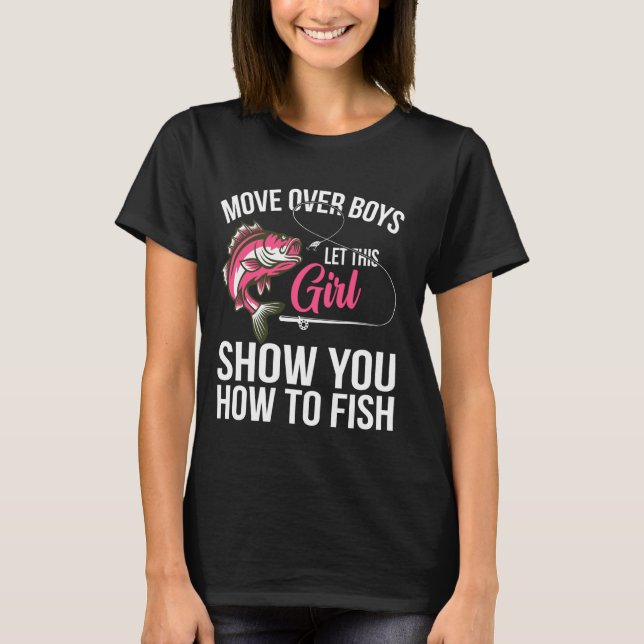 Camiseta Design De Pesca Engraçado Para Raparigas (Frente)