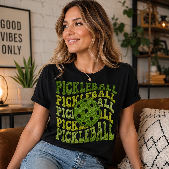 Camiseta Design de Pickleball Retro com Fio Falso (Criador carregado)