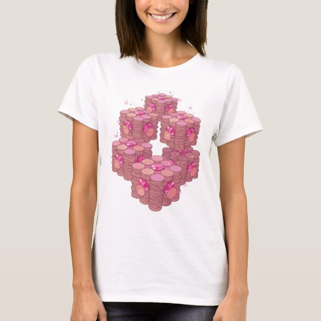 Camiseta Design de PINK COINS Rosa Intenso (Frente)