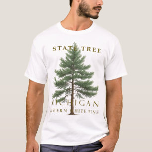 Camiseta Design de Pinus-strobus Pinheiro Branco MI
