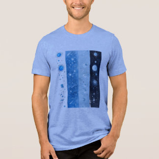 Camiseta design de planeta em pastel azul em pincelada