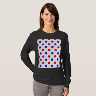 Camiseta Design de Pontos Brancos Vermelhos e Azuis