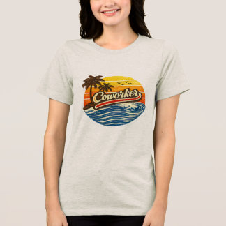 Camiseta Design de pôr do sol retrô para colegas de trabalh