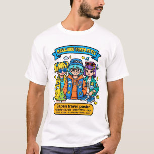 Camiseta Design de Poster de Viagem Harajuku Estilo Tóquio