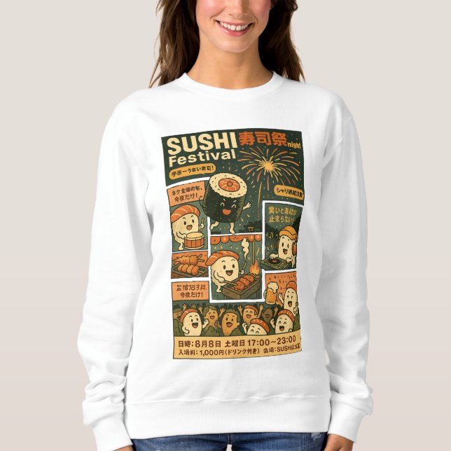 Camiseta Design de Poster do Festival Sushi (Frente)