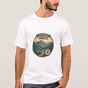 Camiseta Design de Poster do Parque Nacional Retro Aguarda 