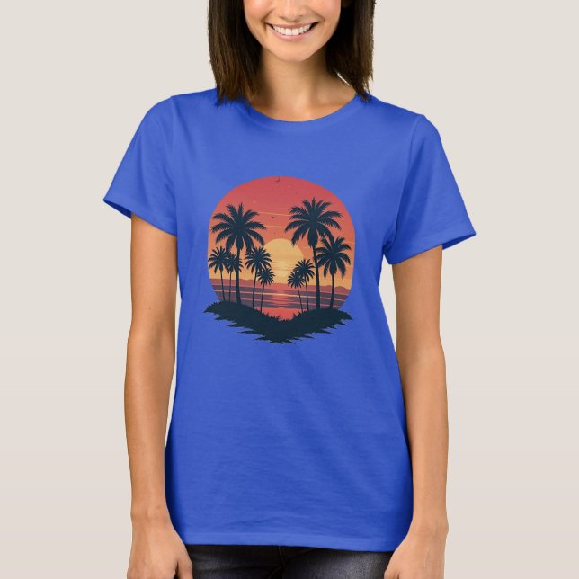Camiseta design de praia tropical sunset (Frente)
