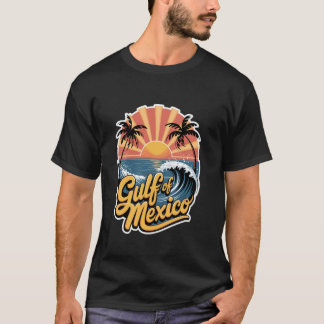 Camiseta Design de Praia Vintage Retro Golfo do México