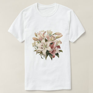 Camiseta Design de presente inspirado em buquê rosa