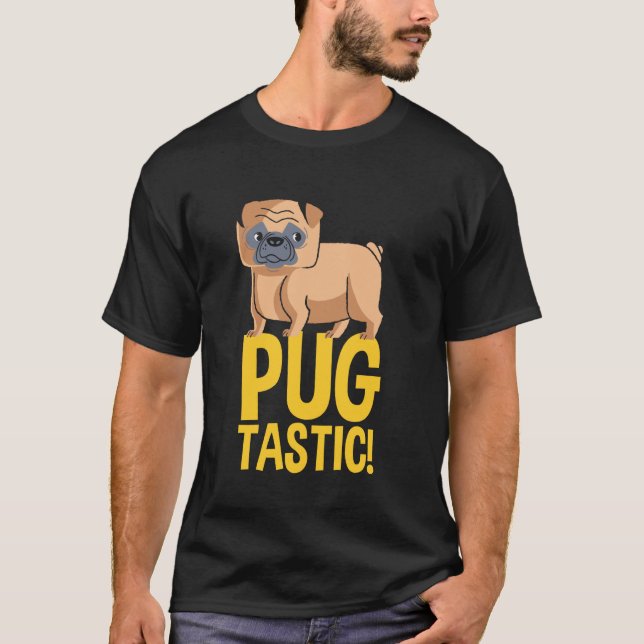 Camiseta design de pug de desenho animado pugtástico (Frente)