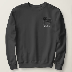 Camiseta Design de Raça de Cão Mops Preto com Texto Persona