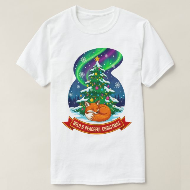 Camiseta Design de Raposa de Natal Selvagem e Pacífica (Frente do Design)