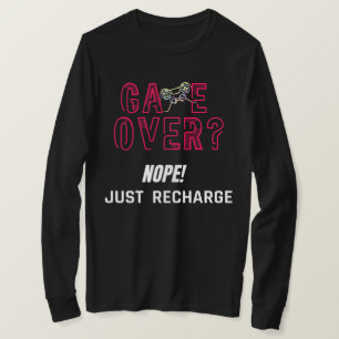 Camiseta Design de Recarga de Jogo Neon Game Over