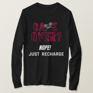 Camiseta Design de Recarga de Jogo Neon Game Over