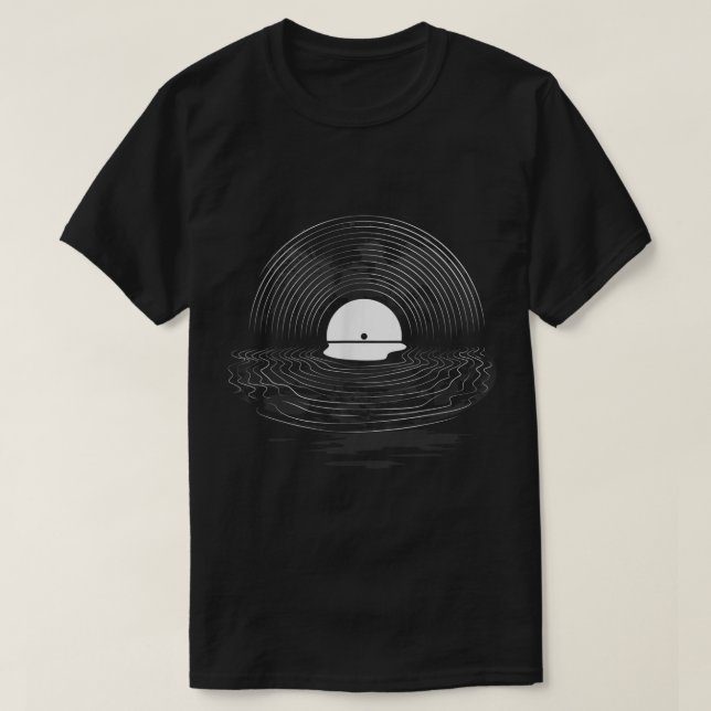 Camiseta Design de Reflexo do Pôr do Sol em Vinil (Frente do Design)