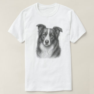 Camiseta Design de retrato vintage de Border Collie com foc
