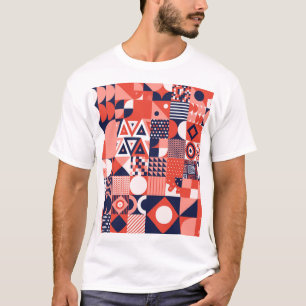 Camiseta Design de Retro Bauhaus, geométrico colorido.