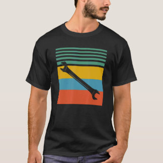 Camiseta Design de retro mecânico de chave inglesa