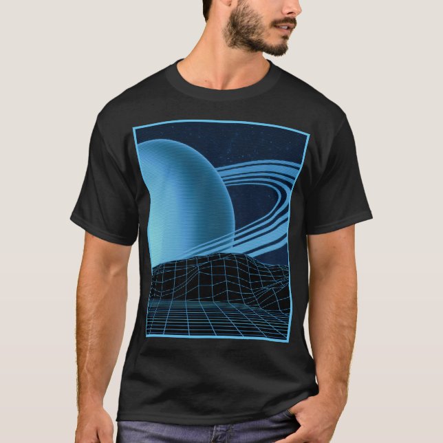 Camiseta Design de retroondas azuis (Frente)