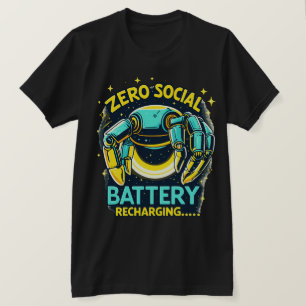 Camiseta Design de Robô para Recarregar Bateria Social Zero