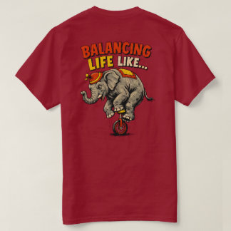 Camiseta design de Roda de Circo de Elefante Engraçado em E