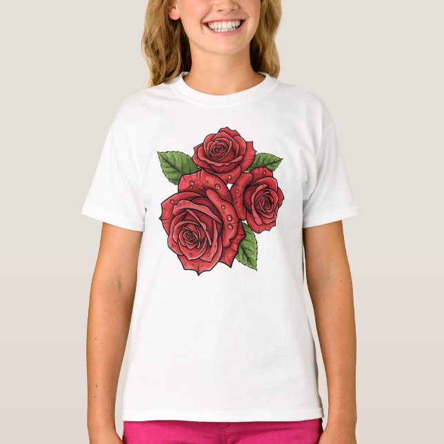 Camiseta Design de Rosa elegante (Frente)