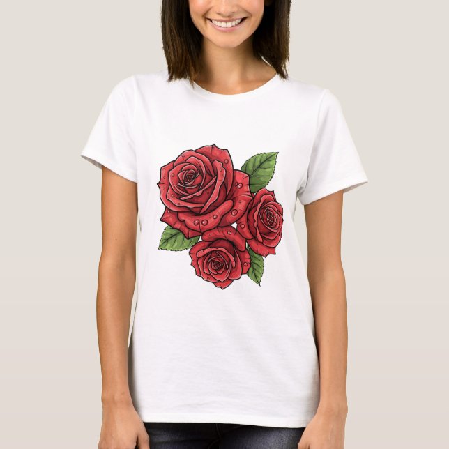 Camiseta Design de Rosa elegante (Frente)