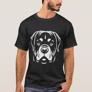 Camiseta Design de Rosto de Rottweiler Minimalista � Arte d