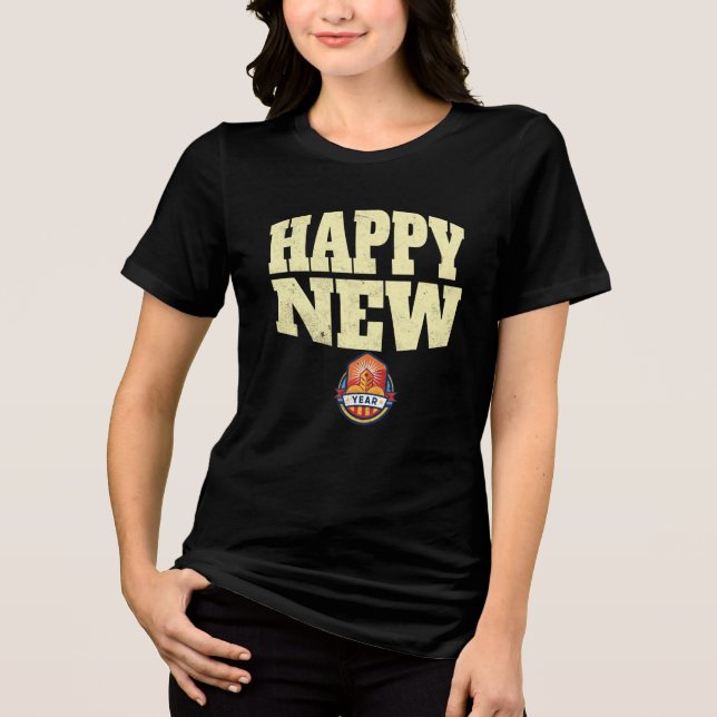 Camiseta Design de saudação de feliz ano novo (Frente)