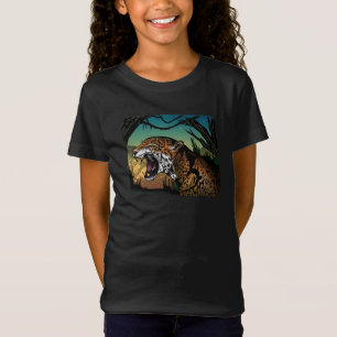 Camiseta Design de selva de onça rosnando – Gato selvagem e