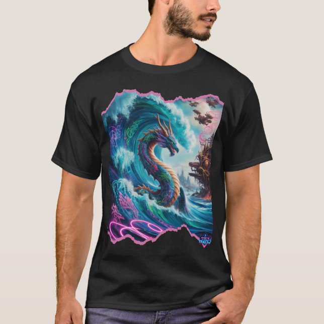 Camiseta Design de Serpente do Mar de Dragão H2O Místico (Frente)