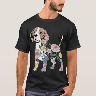 Camiseta Design de Silhueta de Beagle Florido