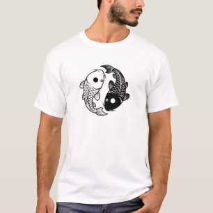 Camiseta design de símbolo de peixe bom e mau