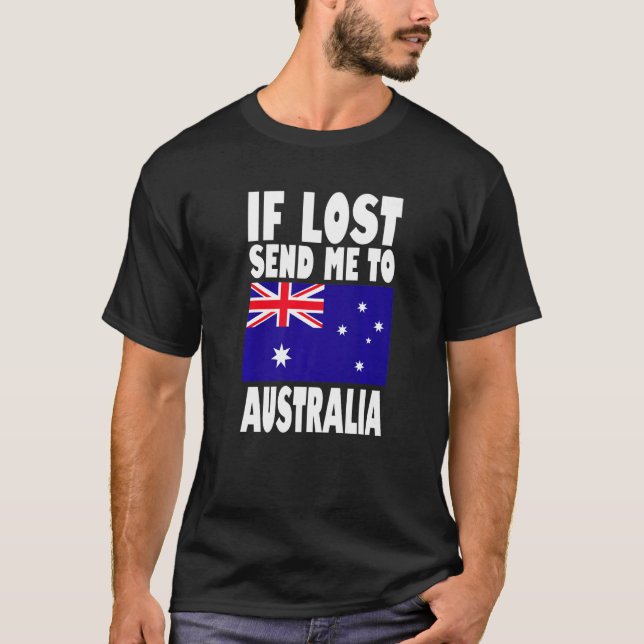 Camiseta Design de Sinalizador da Austrália Se perdido, env (Frente)