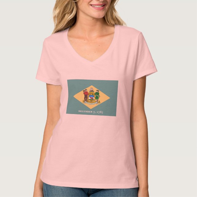 Camiseta Design de Sinalizador do Estado Delaware (Frente)